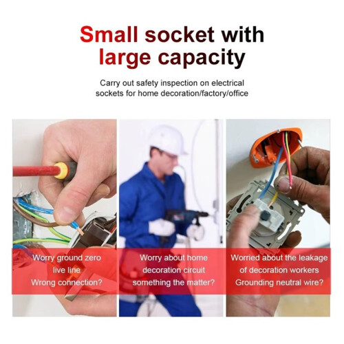 Digital Display Buzzing Socket Tester Voltage RCD Test  Detector Zero  Polarity Phase Check EU Plug with Screen 2