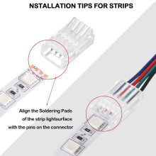 Connecteurs de Bande Lumineuse LED 20 Connecteurs D'Adaptateur LED éTanches Connecteurs de Bande Lumineuse LED Sans Soudure 4 Broches 10 Mm