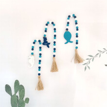Marine Beads Mediterranean Style Decor Ocean Wood Bead Garland Beach Wood Bead Garland Snacks Summer Decorations C