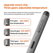 USB Rechargeable Portable Soldering Iron, 3 Speed Adjustable Temperature USB Electric Iron  Soldering Iron Kit Grey