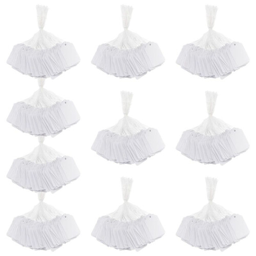White Price Tags with String - 1000PCS Pre-Strung String Tags for Pricing, Paper Hang Tags Merchandise Tags 1