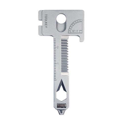 Keychain 17+ Functions Multitool Dual Flathead Screwdriver Stainless Steel Natural Silver