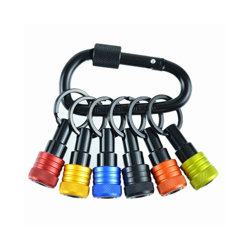 Bit Holder Keychain 6Pc -1/4In Hex Shank Bit Holders -For Nut Driver,Screwdriver & Drill Bits,Include Keychain Carabiner 4712551340042