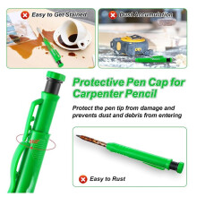 4 Pcs Solid Carpenter Pencil Caps with 24 Refills,Marking Scribe Tools Pencil Protective Cap for Construction,Architect