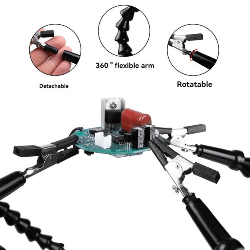 Helping Hands Soldering, Third Hand PCB Circuit Board Holder Flexible Arms with Desk Clamp Base for Electronic Boards 1
