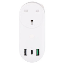 Socket WiFi-Stekker 16A 2-Gats USB + Type-C-Stopcontacten 65W Afstandsbediening Compatibel met Alexa UK-Stekker
