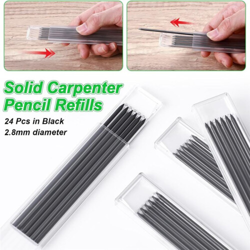 4 Pcs Solid Carpenter Pencil Caps with 24 Refills,Marking Scribe Tools Pencil Protective Cap for Construction,Architect 2