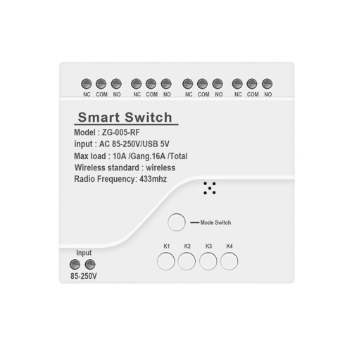 4CH Zigbee  Light  Module AC 85-250V RF433 Receive 10A Relays Work with Alexa Assistant,Tuya  Life