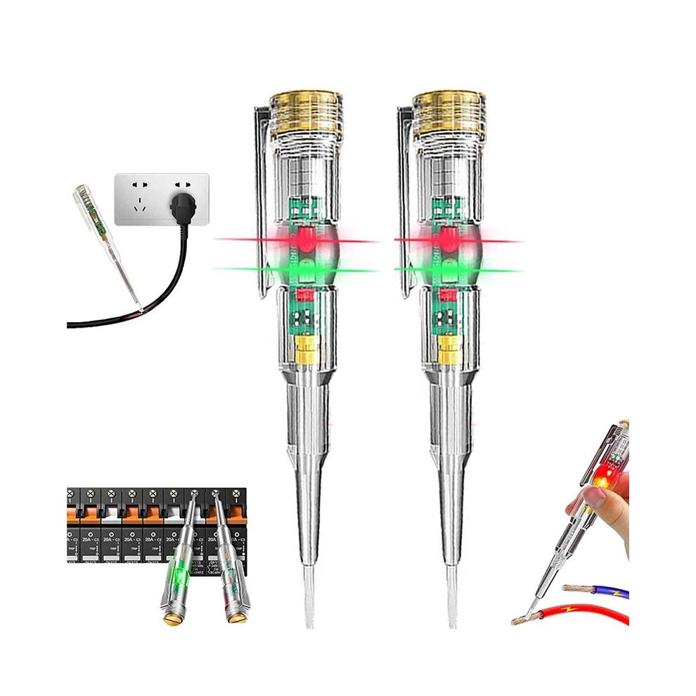 2Pcs 24-250V Electrician Circuit Tester Pen,Responsive Electrical Tester Pen,With Led Indicator Light Waterproof 4713401100939