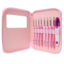 Kit de 9 Ganchos de Crochet con Mango Suave Ergonómico de Aluminio con 8 Tamaños para Manualidades de Bricolaje, Suministros para Tejer y Hacer