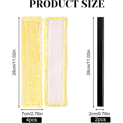 Window Cleaning Mop Cover Set Replacement Microfibre Mop Cover with 2 Rubber Lip Squeegees Highly Absorbent Window 2