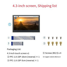 For Raspberry Pi 5 4.3 Inch IPS Touch Screen Capacitive Display 800x480 LCD Monitor with Holder for RPi 5 4B 3B+ 3B