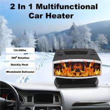 12V Portable Car Heater & Defroster,200W Defroster for Car Windshield with 360 Rotatable Base Black