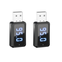 2PCS LED Display USB -Compatible 5.3 Adapter FM Transmitter Receiver Audio Dongle Wireless USB Music Adapter