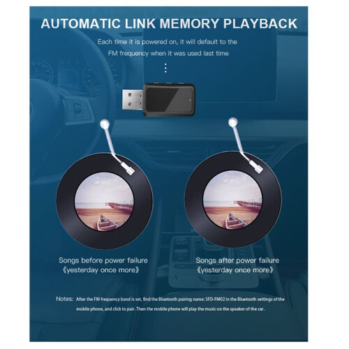 2PCS LED Display USB -Compatible 5.3 Adapter FM Transmitter Receiver Audio Dongle Wireless USB Music Adapter 2