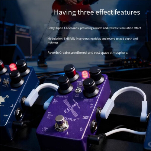 SPACEESTATIONTTM Pro TTM Delay Effect Unit Reverb/Distortion Electric Guitar Multi-Functional Single Block Effect Unit 2