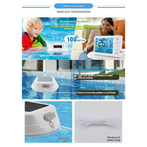 Wireless Floating Pool Thermometer Solar Pool Thermometer Pool LED Digital Water Thermometer with RGB Atmosphere Light 1
