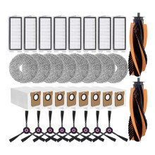 34PCS for JONR P20 PRO/for JONR T5 Pro Robot Vacuum Cleaner Spare Parts Main Brush Side Brush Filter Dust Bag Mop Cloth