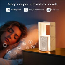 Digital Alarm Clock,Sunrise Wake- Light,9Sleep Aid White Noise Sounds Machine,Dimmable Touch Nightlight,Snooze (EU),A
