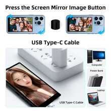 Vlog Selfie Monitor Scherm voor Telefoon, Achteruitrijcamera Monitor voor en Android Telefoon, Magnetische Houder Draadloze Verbinding