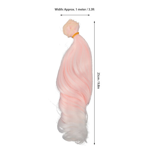 Pink White Gradient Doll Wig 25cm High Temp Soft Silk Curly 1M 1