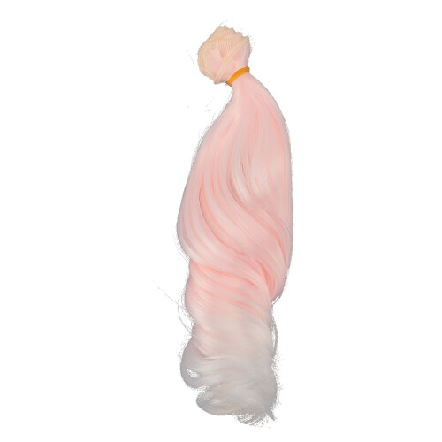 Pink White Gradient Doll Wig 25cm High Temp Soft Silk Curly 1M 2