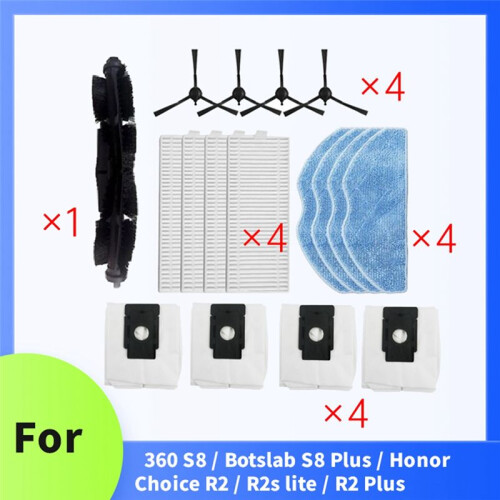 17 Pcs for 360 S8 / Botslab S8  /  Choice R2 / R2s Lite / R2  Sweeping Machine Accessories 1