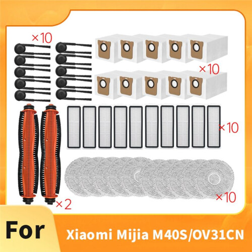 42 Pcs Compatible with  Mijia M40S/OV31CN Sweeping Machine Accessories Main Side Brush Mop Filter Dust Bags 1