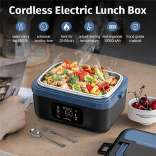 1L Cordless Electric Lunch Box for Adults 16000mAh Rechargeable Self-Heating Food Warmers for Office Car Outdoor US Plug