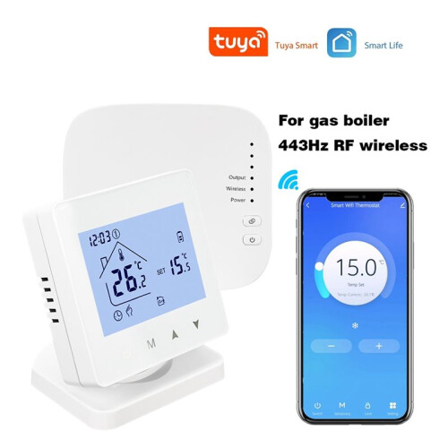 RF Wireless Room Thermostat for Gas Boiler Heating Touch Screen Controller Home Programmable WiFi Thermostat 1