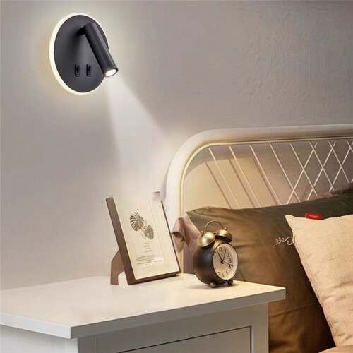 Mounted Eye Protection Rotatable Wall Reading Light Full Spectrum Spotlight LED Lamp Sconce Bedside Square White
