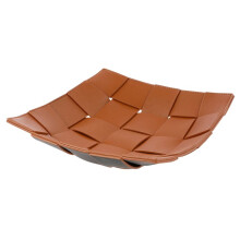 Valet PU Leather Key Holder Bowl Reversible Phone Wallet Coin Desktop Storage Tray Organizer Square Weave Nightstand