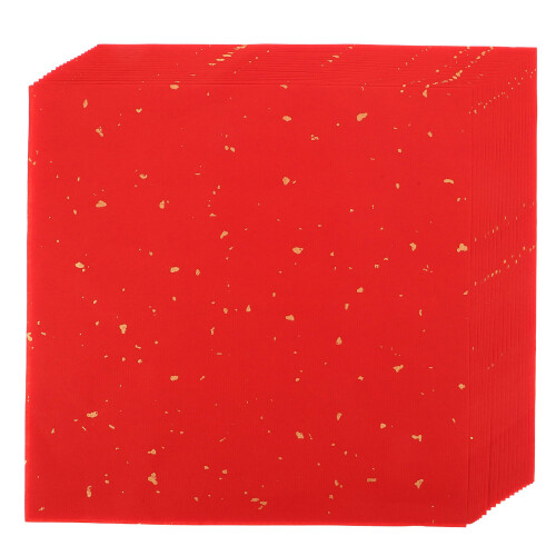 120Pcs Red Xuan Paper Sheets for Calligraphy Practice with Gold Flecks