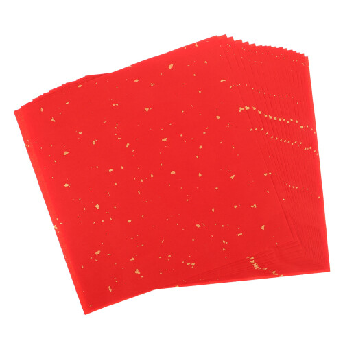 120Pcs Red Xuan Paper Sheets for Calligraphy Practice with Gold Flecks 1