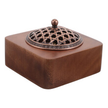 9Pcs Copper and Wood Incense Burners with Carved Lid for Home Decor