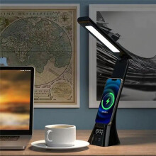 Rechargeable Desk Lamp Eye-Caring Desk Lamp with LCD Display Foldable Arm Eye-Caring Table Lamps White