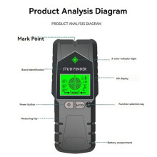Scanner de Parede Localizador de Pinos 6 em 1 Detector de Pinos, Detector de Parede para Localização de Unhas Físicas para Madeira, Metal e Fio CA
