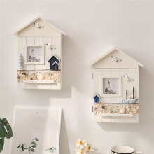 Gabinete Montado en la Pared para Llaves, Caja de Almacenamiento de Llaves de Casa de Madera, Estatua Modelo de Estilo Mediterráneo, Decoración de