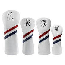 4-Delige Golfclubhoes, Golfclubhoes met Nummerprint, PU Waterdichte Clubbeschermhoes 1+3+5+U-Nummer