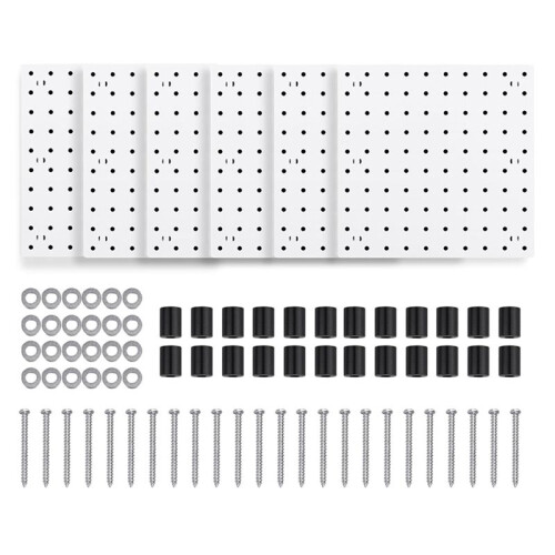 6Pcs Peg Board, Peg Board Wall Organizer Panels, White Peg Board Wall Mount, Peg Board for  Room