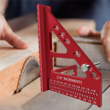Aluminum Miter Triangle Ruler - 3D Multi-Angle Woodworking Square Protractor - Enhanced Hole Scriber - High Accuracy B