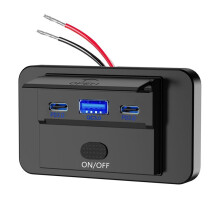 NIEUWE 12-24V PD Type-C USB-Poorten QC3.0 en PD3.0 met Schakelaar Snel Opladen USB-Voedingspaneel voor Auto, Vrachtwagen, , Blauw