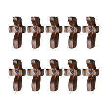 10pcs Wooden Fidget, My Heart Encouragement Gift, Handcrafted Pocket Wood Crosses, Relieve Anxiety