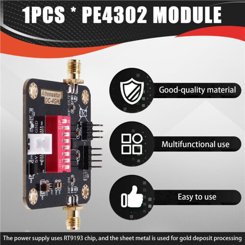PE4302 Module for Digital RF Attenuator Module High Attenuation Accuracy High Linearity -4000MHz 6-Digit Dialing Code 1