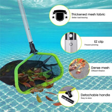 Upgraded Pool Skimmer Net,Professional Ultra Fine Mesh Pool Leaf Net for Cleaning with Double-Layer Deep Trash Bag