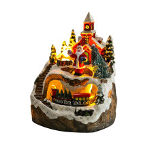 Juegos de Casas de Pueblo de Navidad, Tren Giratorio, Figuras de ExhibicióN, Luces LED, DecoracióN NavideñA Musical, Papá Noel