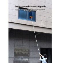 Two-in-One Splicing Rod Window Scraper Window Cleaning Stainless Steel Telescopic Pole with Dual-Sided Blade-3.85m