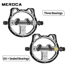 MEROCA Bicycle Pedal Panda Shape 3 Bearing Aluminum Alloy Folding Bike Pedal Non-Slip MTB Road Bike Pedal