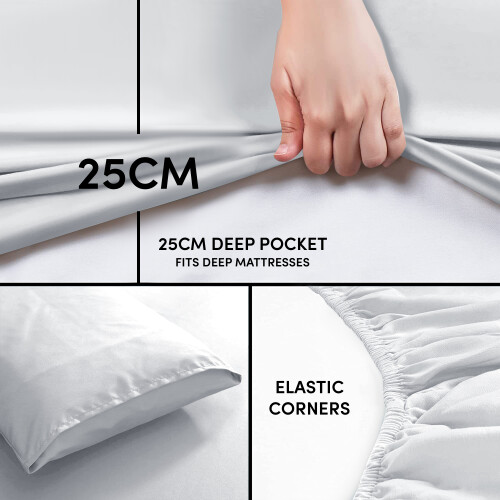 Imperial Rooms (Silver, Super King (180 x 200 cm)) Fitted Sheet Bed Sheets Extra Deep 25CM Single Double King Sizes 2