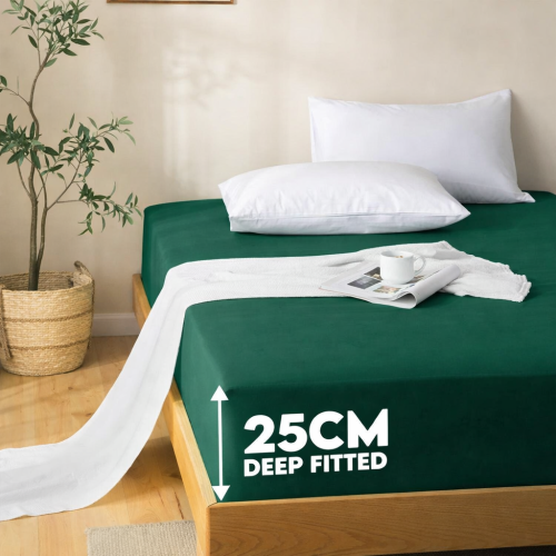 Imperial Rooms (Emerald , Single (90 x 191 cm)) Fitted Sheet Bed Sheets Extra Deep 25CM Single Double King Sizes 1